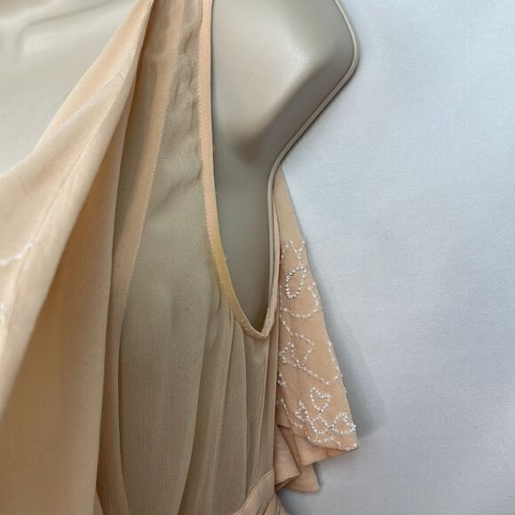 Free People Sylvia peach beaded wrap mini dress size small EUC - Picture 9 of 13